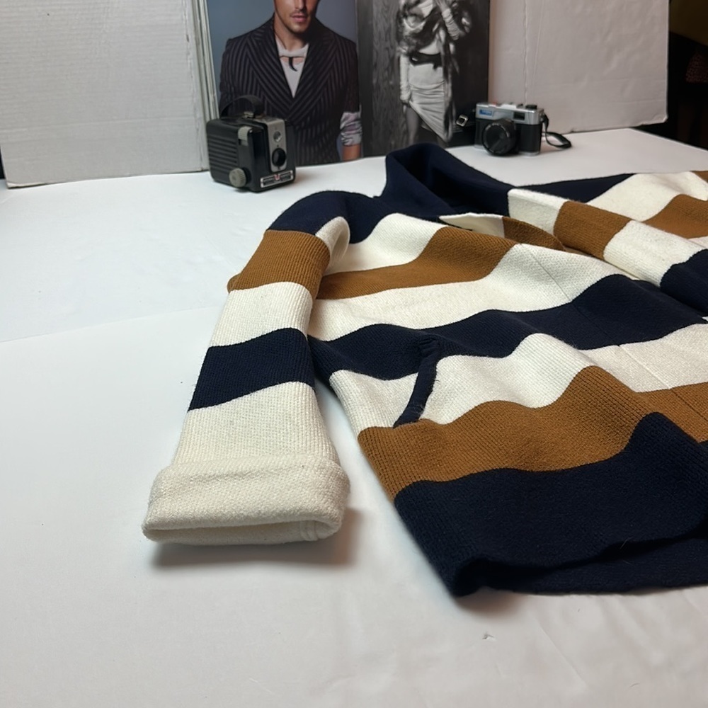 Fate cozy Shaw collar striped cardigan with pockets - Picture 4 of 10